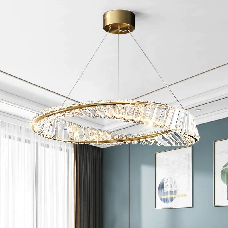 Afralia™ Crystal Ring Light: Postmodern Round Chandelier for Living Room, Bedroom, Dining Room