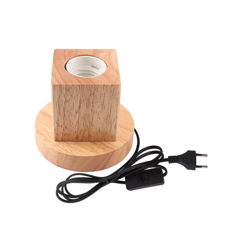 Afralia™ Vintage Wood Table Lamp with E27 Socket - Retro Wooden Base Desk Light