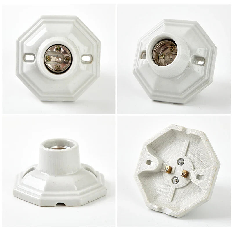 Afralia™ Vintage E27 Lamp Holder Base Creamic 110-220V Socket Bulb Lampholder