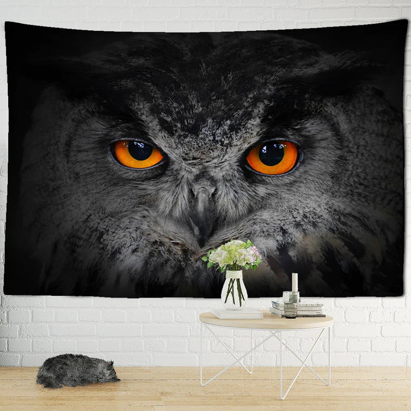 Afralia™ Owl Totem Tapestry Wall Hanging for Witchcraft & Psychedelic Bedroom Decor