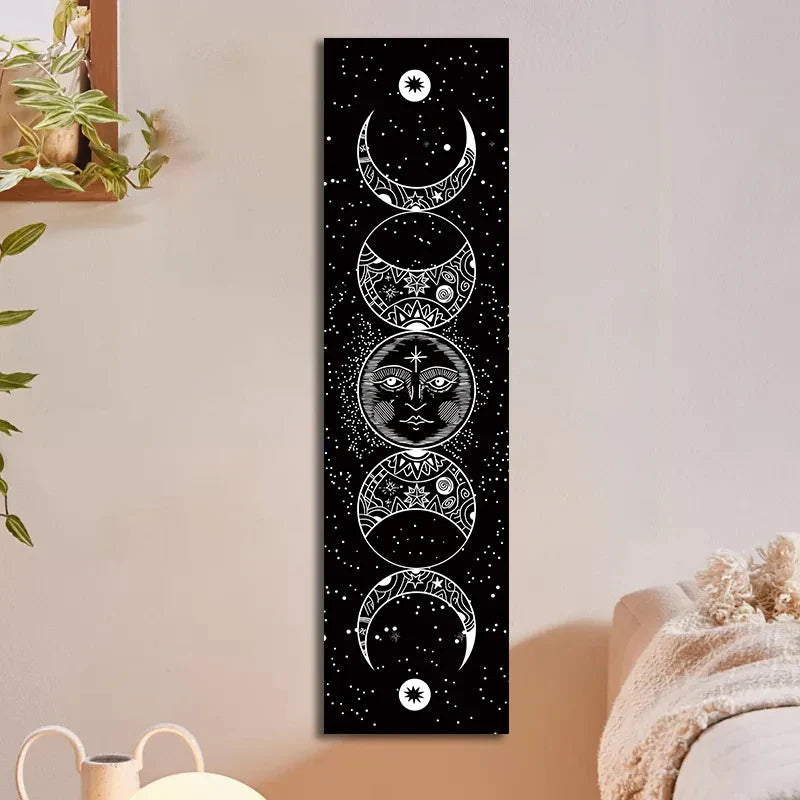 Afralia™ Moon Phase Tapestry Stars Blanket Wall Hanging Space Decor