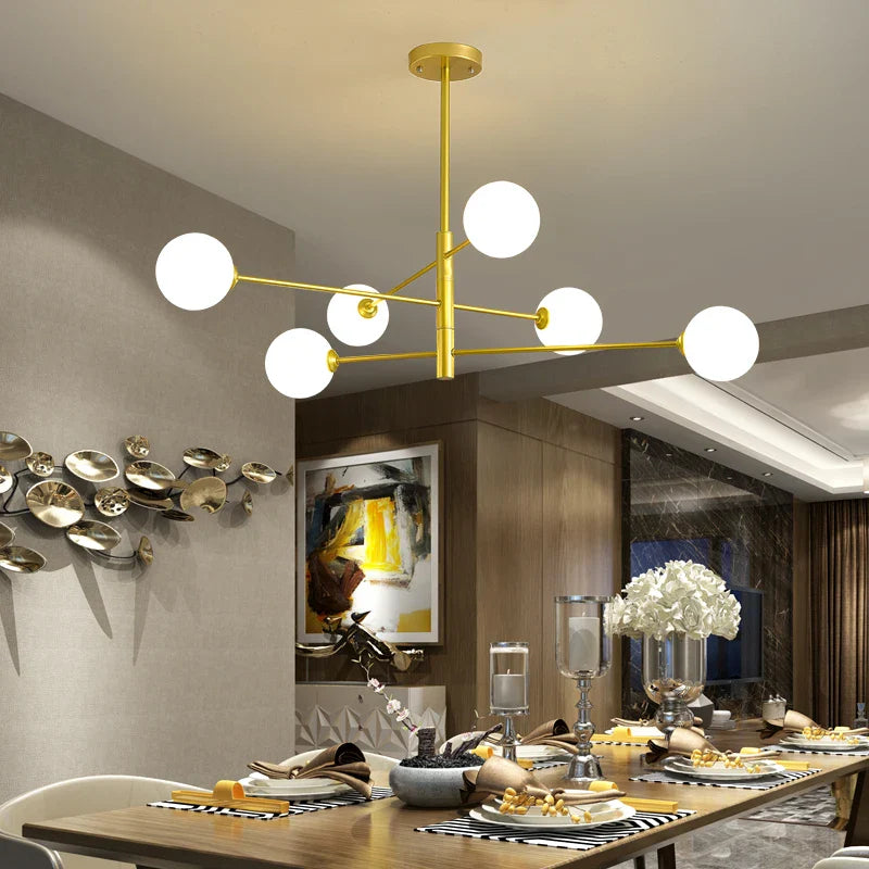 Afralia™ Black/Gold G9 LED Chandelier for Living Room Bedroom Modern Pendant Lighting