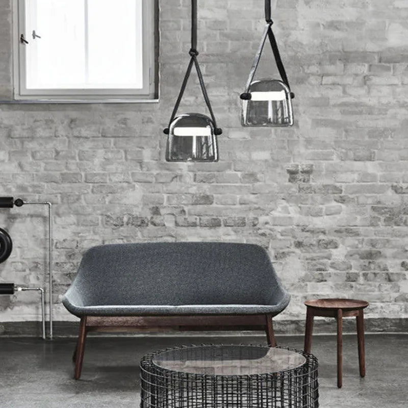 Brokis Mona Pendant Lamp with Leather Strap - Afralia™ Glass Floor LED Hanging Light