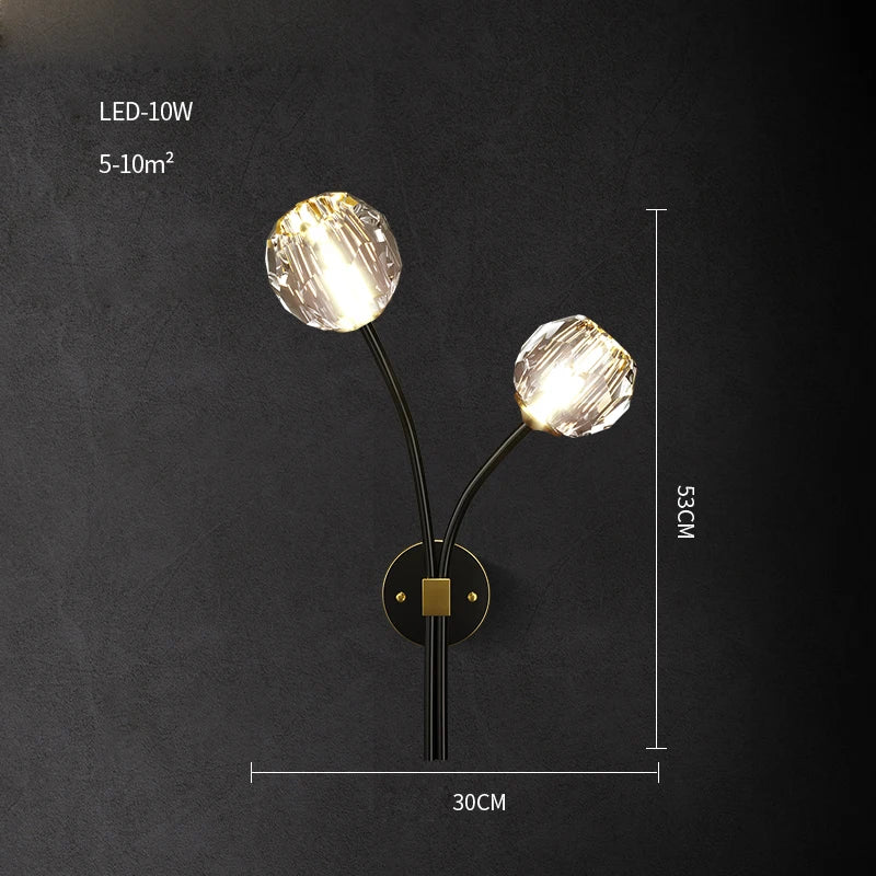 Afralia™ Crystal Stone Designer LED Wall Sconce for Bedroom and Corridor