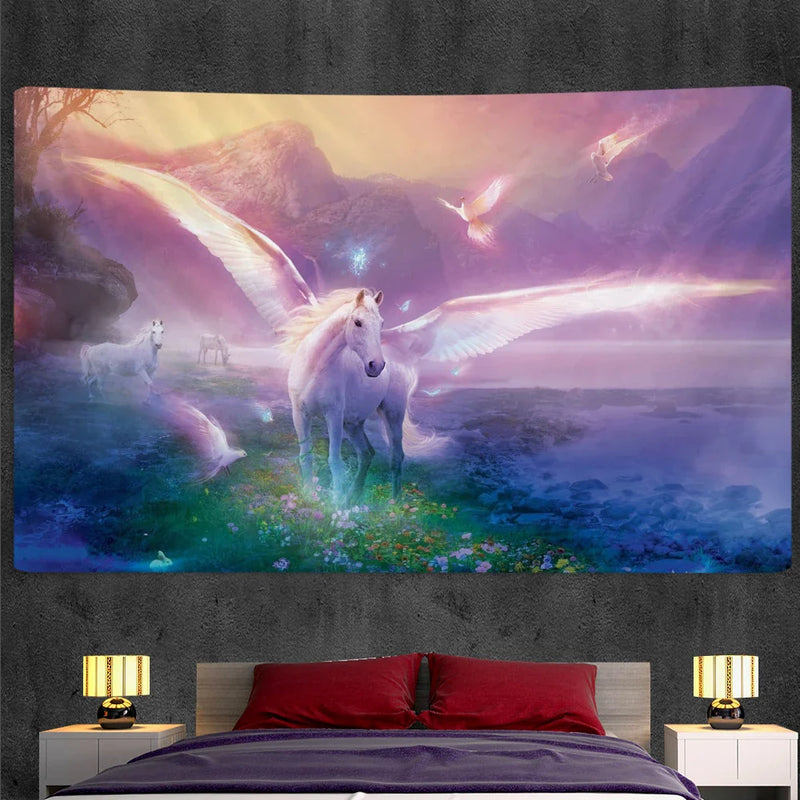 Afralia™ Unicorn Tapestry: Boho Wall Art, Hippie Mandala, Psychedelic Bedroom Decor