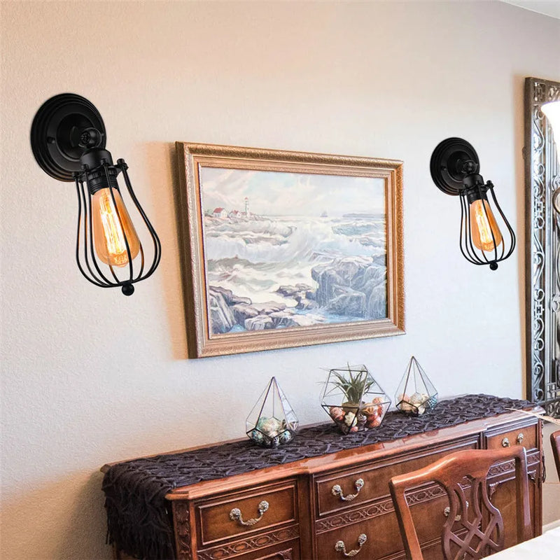 Afralia™ Industrial Metal Wheel Wall Sconce - Vintage Loft Bedside Light Fixture