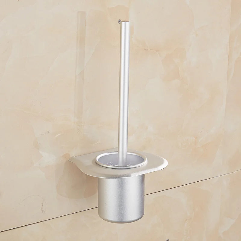 Afralia™ Stainless Steel Toilet Brush Holder, Wall Mount, Black, Bathroom Cleaning Kit