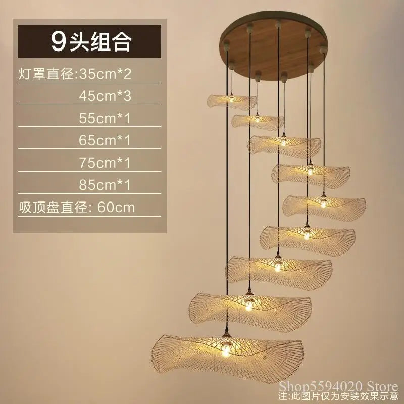 Afralia™ Zen Bamboo Chandelier: Stylish Japanese Tea Room Hanging Lamp