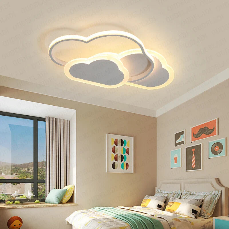 Afralia™ Kids Room LED Ceiling Light: Modern, Creative, White & Pink Pentagram Lamps