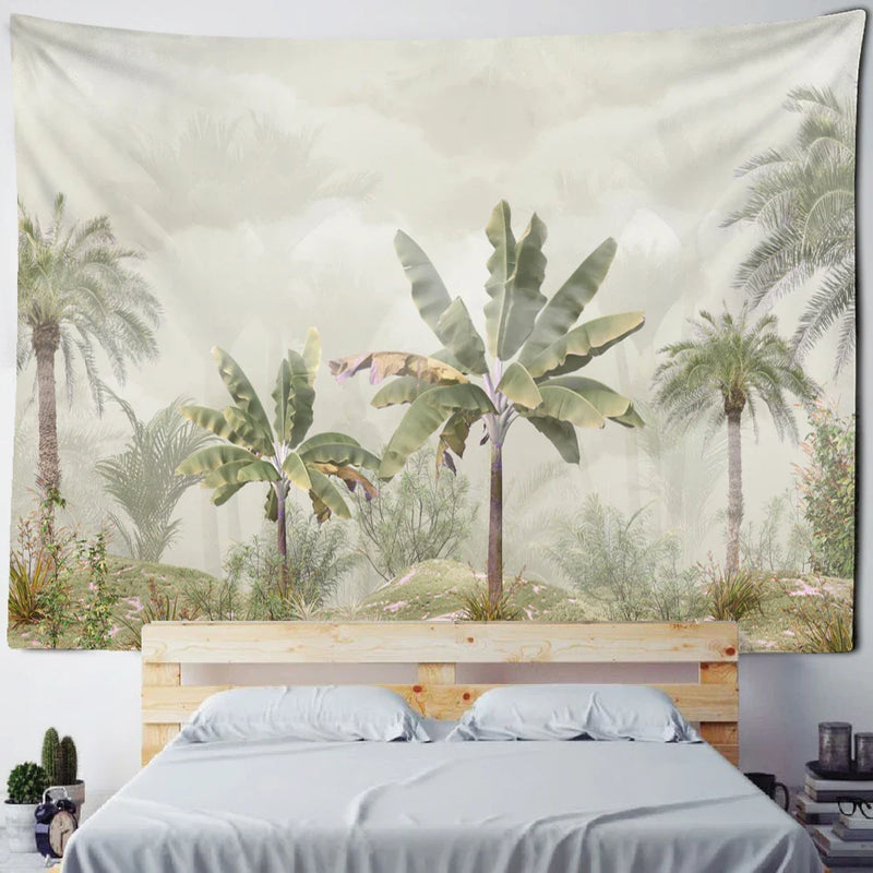 Afralia™ Banana Tree Mist Tapestry Wall Hanging Boho Hippie Polyester Home Decor