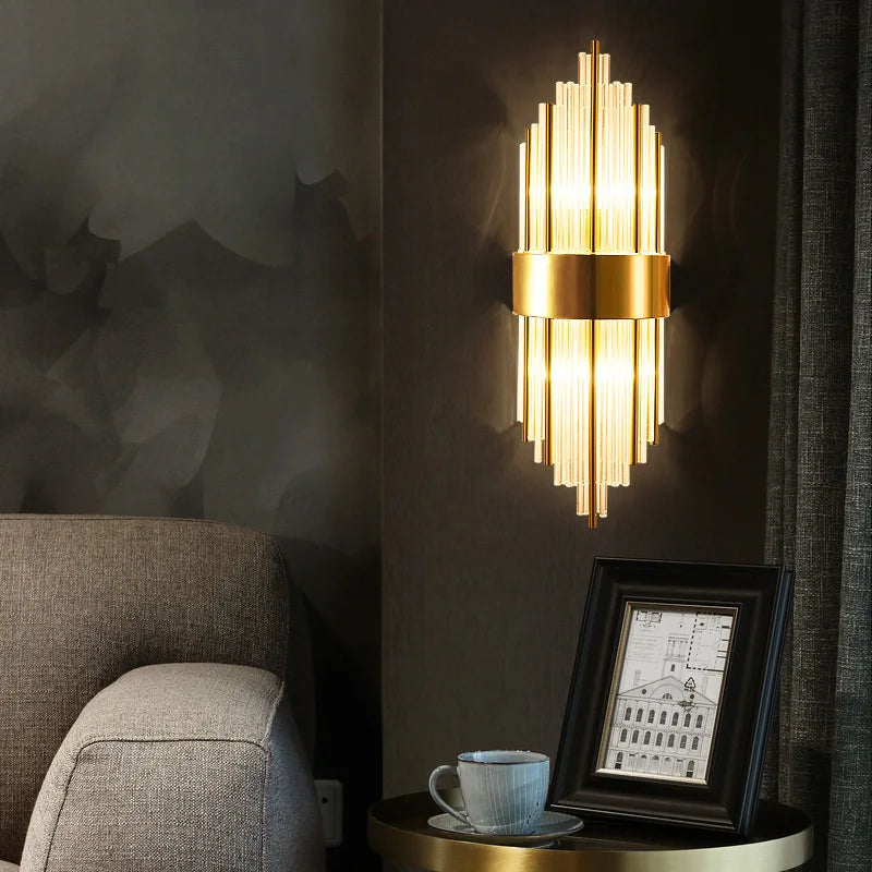 Afralia™ Gold Black LED Wall Sconce Light for Bedroom Corridor