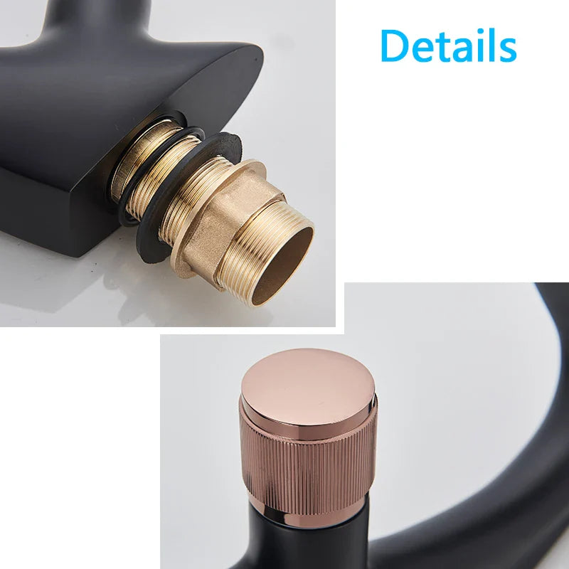 Afralia™ Matte Black Waterfall Basin Faucet - Modern Brass Bathroom Tap