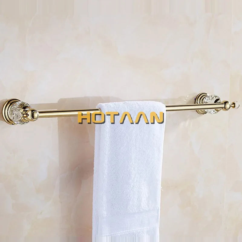 Afralia™ Golden Crystal Single Towel Bar - Stainless Steel Bathroom Rack