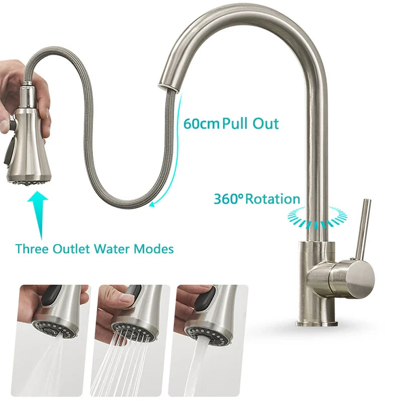 Afralia™ Matte Black Pull Out Kitchen Faucet with 3 Water Modes