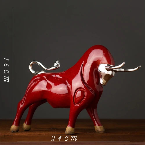 Afralia™ Bull Sculpture Resin Animal Statue Home Decor Craft Figurine