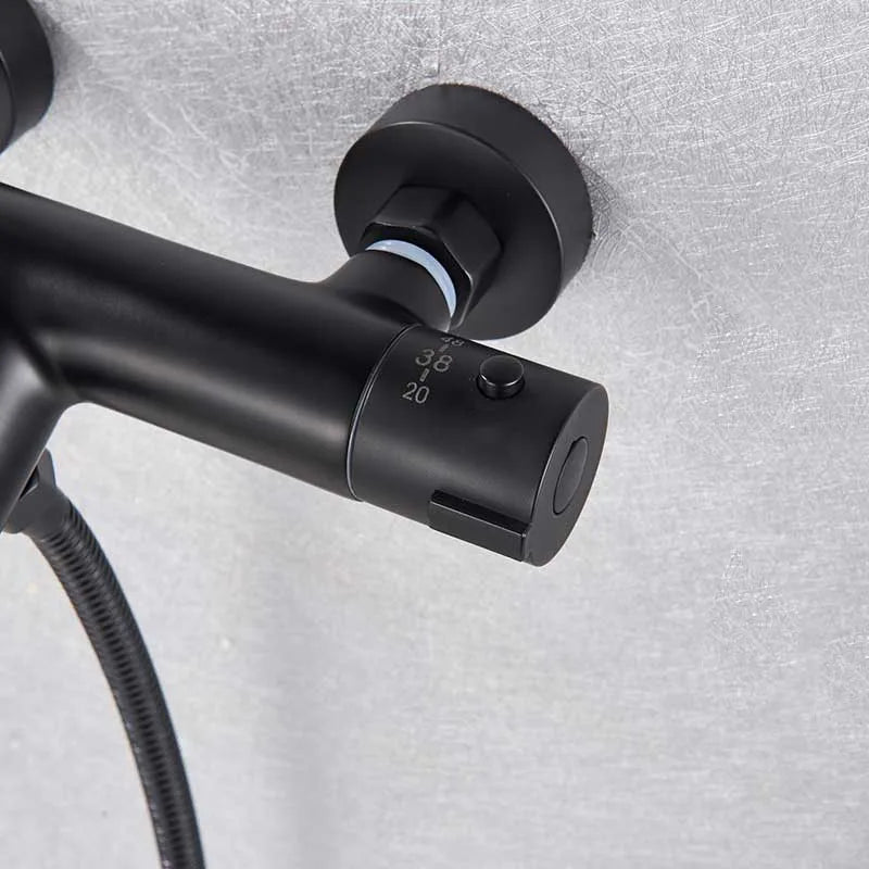 Afralia™ Matte Black Thermostatic Dual Handle Shower Faucet Wall Mount Mixer