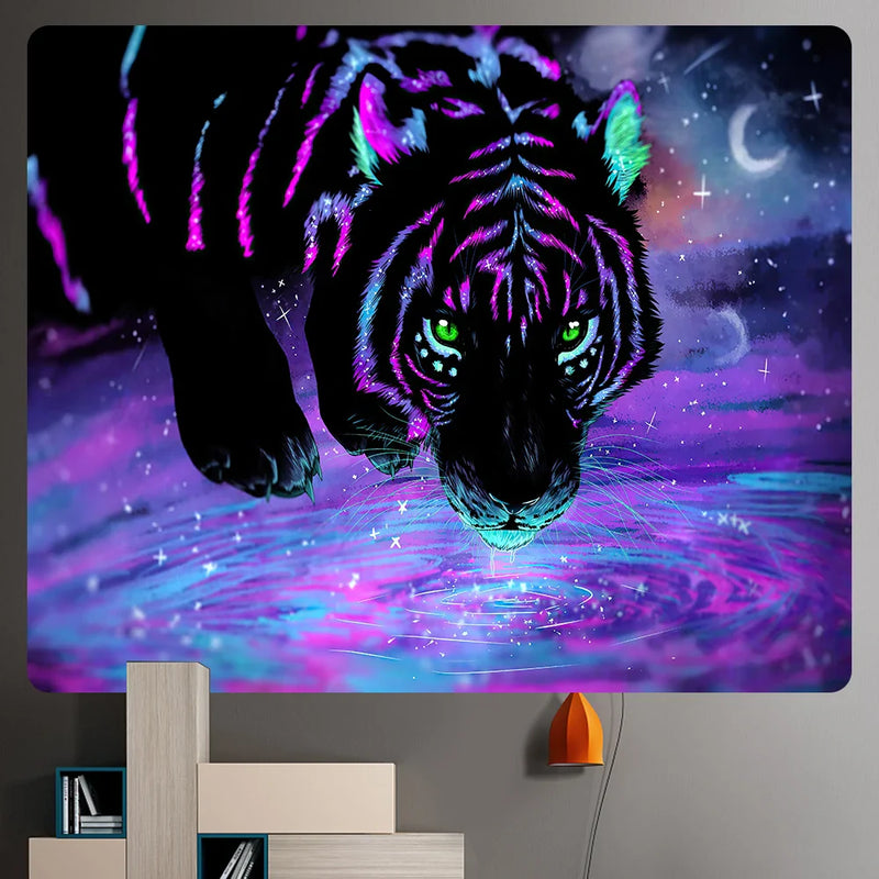 Afralia™ Tiger Home Art Deco Tapestry Boho Yoga Mat Sofa Blanket