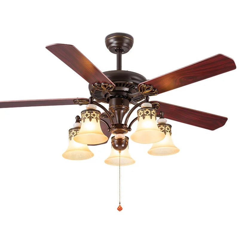 Afralia™ European Retro Fan Chandelier for Bedroom, Dining & Living Room