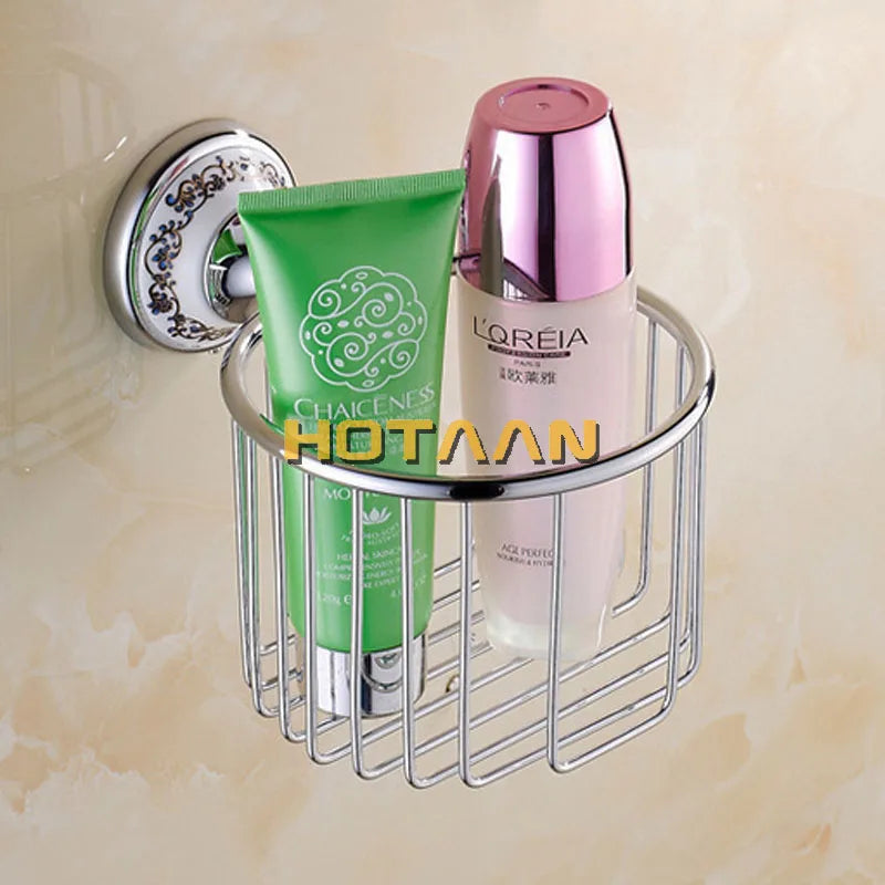 Afralia™ Ceramic Stainless Steel Bathroom Accessories Set, Wall Mounted Luxury Towel Rack Chrome