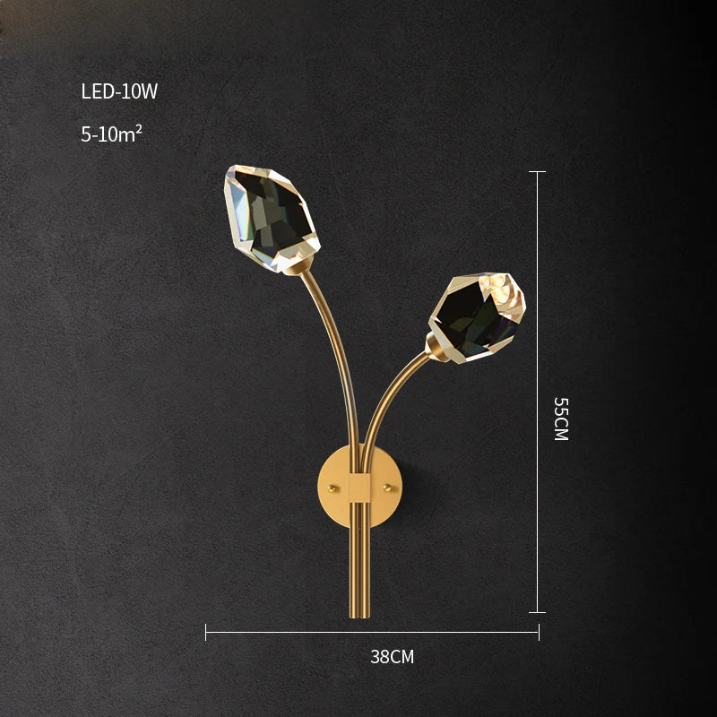 Afralia™ Postmodern Crystal Stone Wall Sconce for Bedroom & Corridor