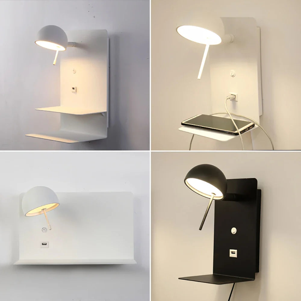 Afralia™ Modern Nordic LED Wall Lamp with Switch USB for Home Decor & Lighting