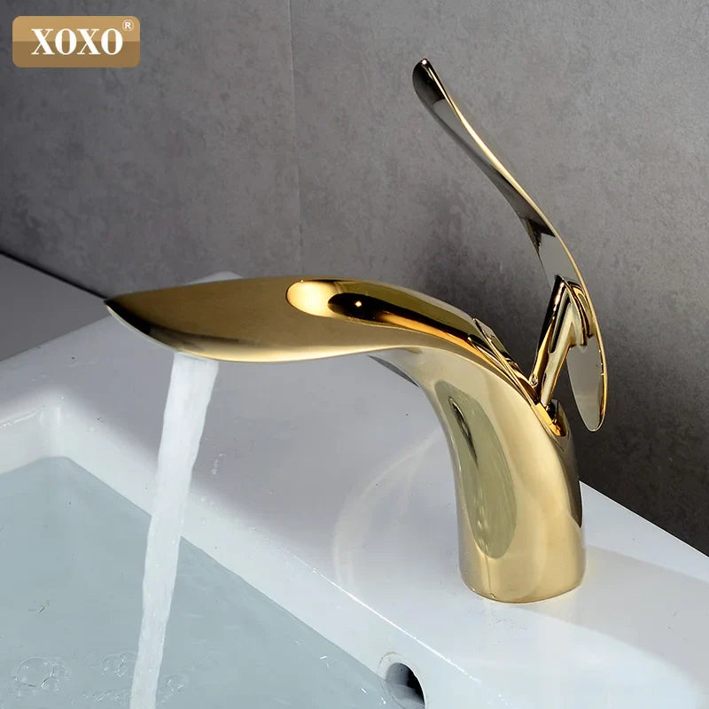 Afralia™ Gold Single Handle Bathroom Basin Faucet Mixer Tap - 23025A-H