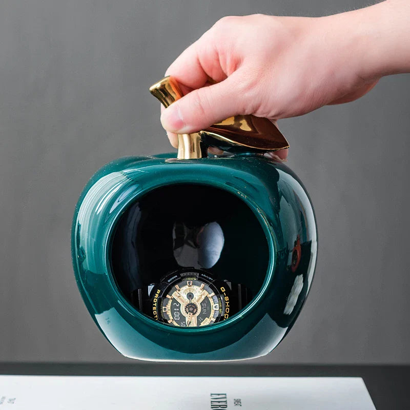 Afralia™ Gold-plated Ceramic Apple Storage Box for Home Decor and Organization