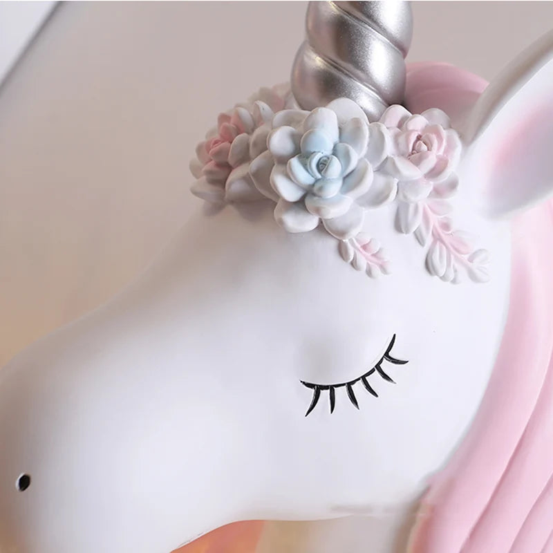 Afralia™ Unicorn LED Wall Hanging Light for Princess Girl Bedroom