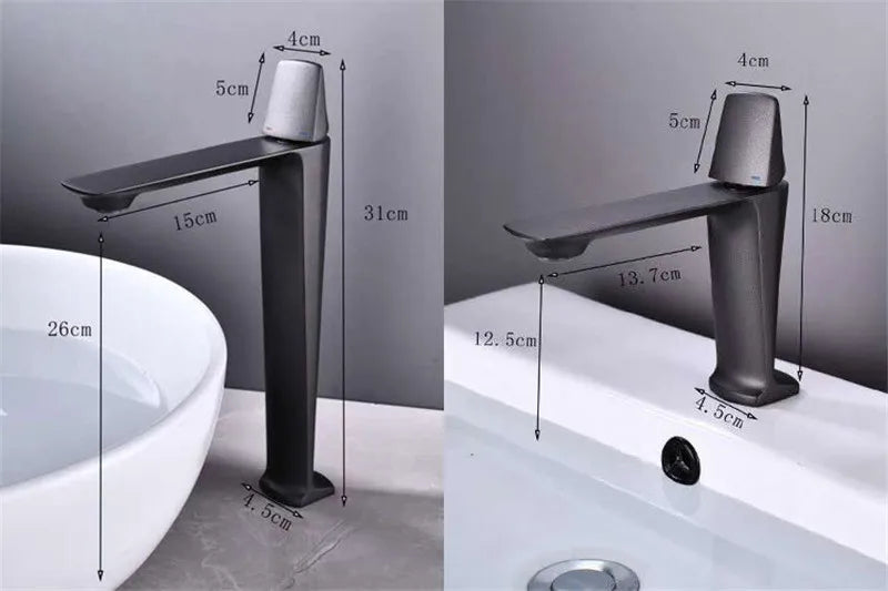 Afralia™ Black Brass Bathroom Sink Faucet Hot Cold Mixer Deck Mounted Water Tap