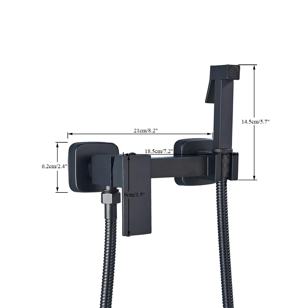 Afralia™ Brass Bidet Sprayer Faucet Set - Hot Cold Mixer, Wall Mounted Toilet Shattaf