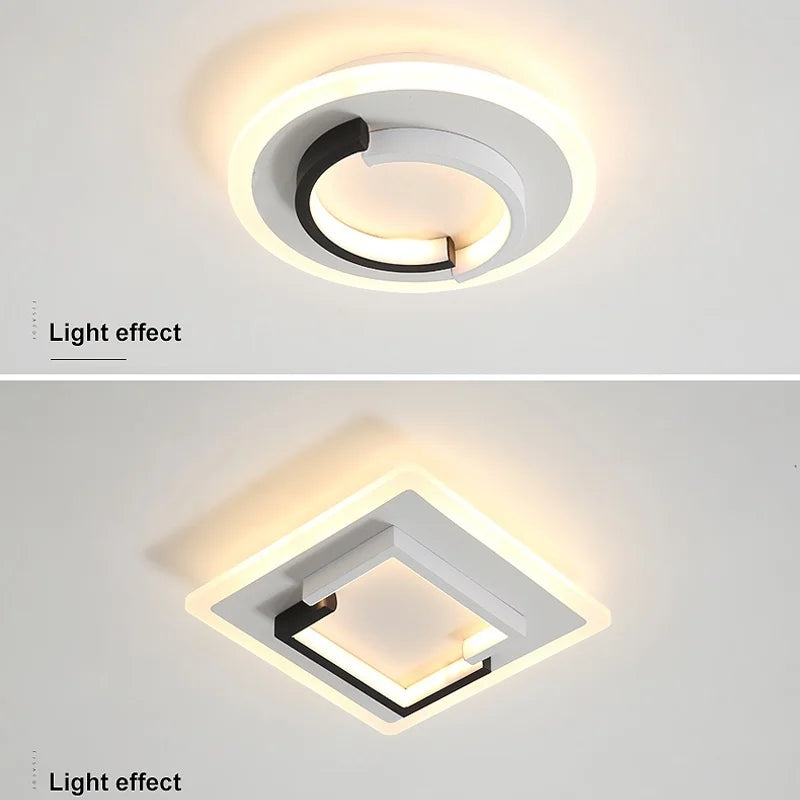 Afralia™ Modern Black & White LED Ceiling Lamp for Corridor, Hallway, Kitchen - Luster Lighting