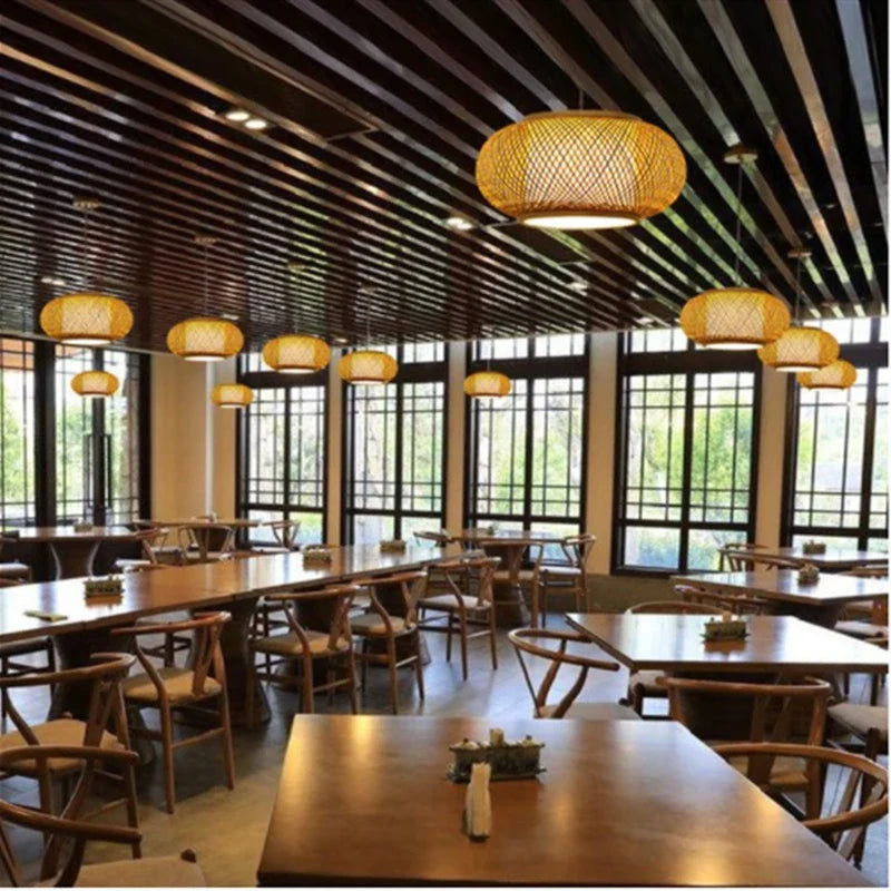 Afralia™ Japanese Bamboo Pendant Light for Kitchen and Hotel Decor