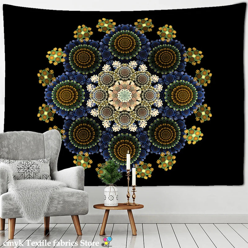 Afralia™ Mandala Pattern Tapestry Wall Hanging for Dark Hippie Aesthetics Room