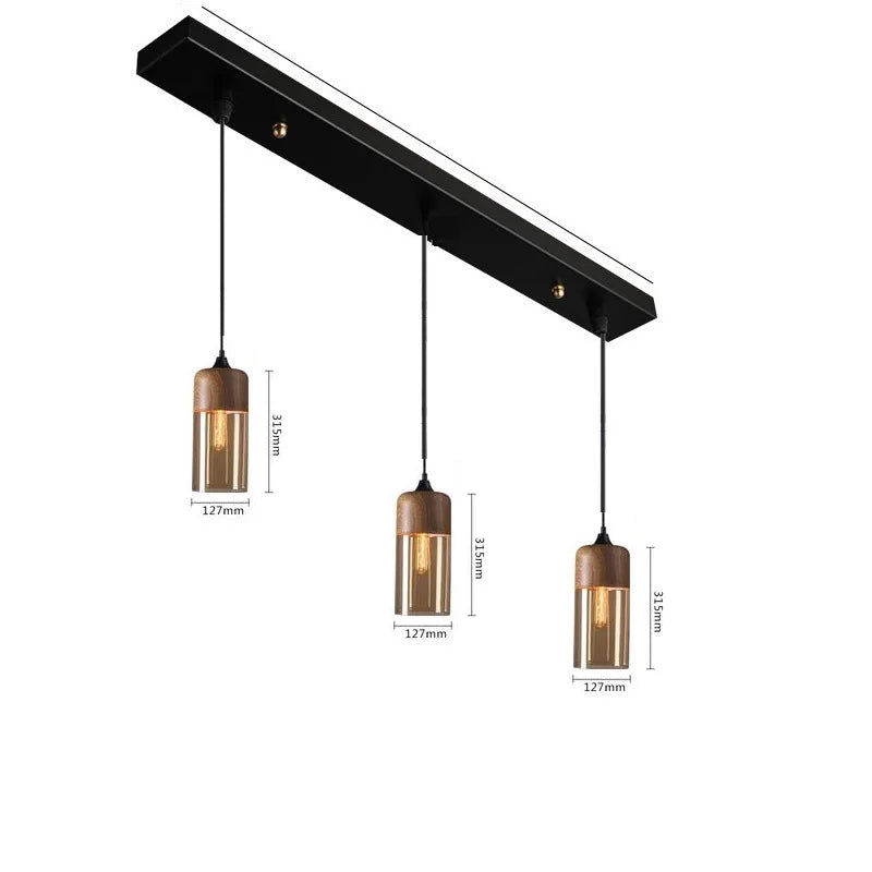 Afralia™ Nordic Wood Color LED Glass Pendant Lights for Dinning Room, Bedroom, Cafe - Modern Hanging Lamp