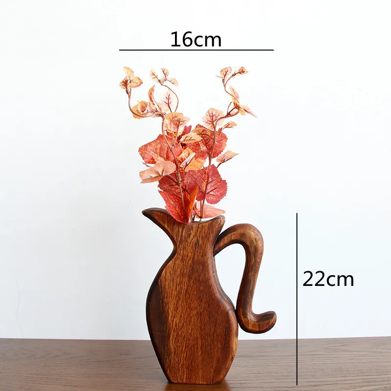 Afralia™ Wooden Vase Glass Test Tube Hollow Flower Hydroponics Bouquet Display