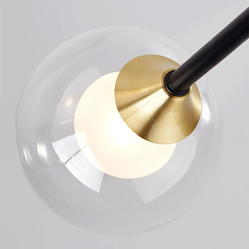 Afralia™ Black & Gold LED Chandelier: Modern E27 Glass Ball Lamp for Home Lighting