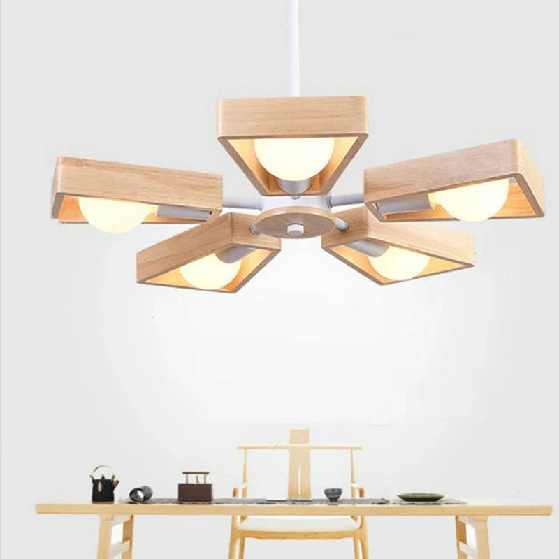 Afralia™ Windmill Wooden Chandelier - LED Loft Industrial Lighting for Home Decor