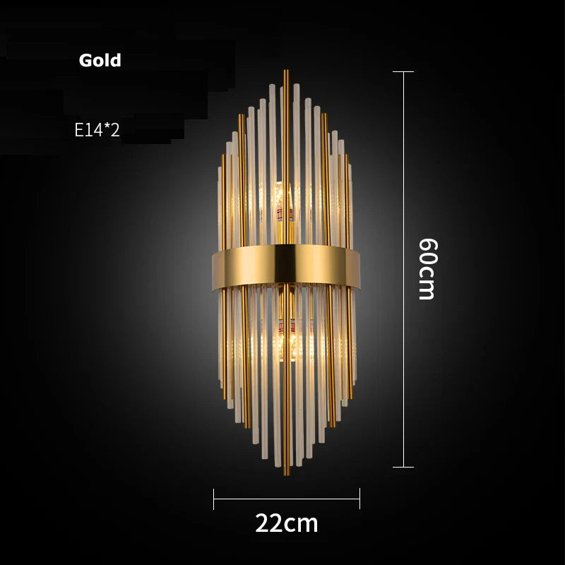 Afralia™ Chrome Gold Crystal LED Wall Sconce - Designer Wall Light for Bedroom & Corridor