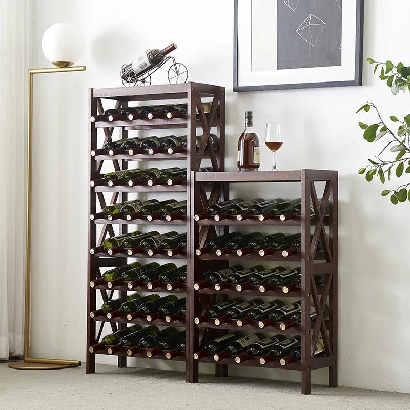 Afralia™ Oak Wood Wine Rack Cabinet Display Shelf for 25-40 Bottles