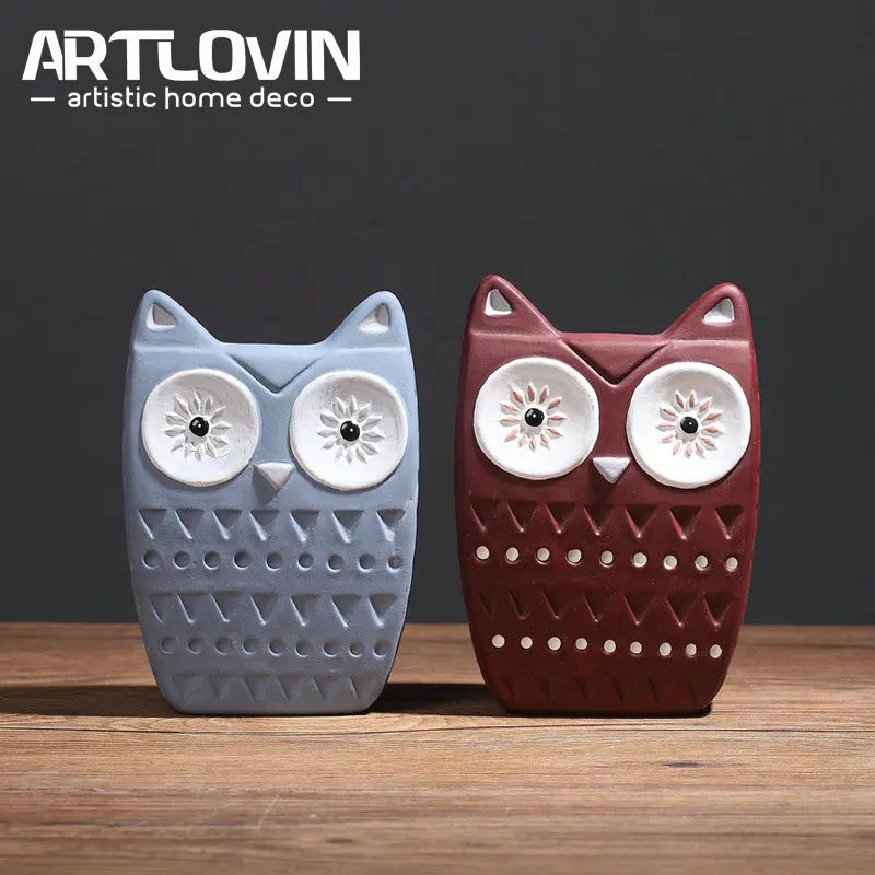 Afralia™ Ceramic Owl Home Decor Figurines: Christmas TV Cabinet Miniatures & Chinese Porcelain Crafts