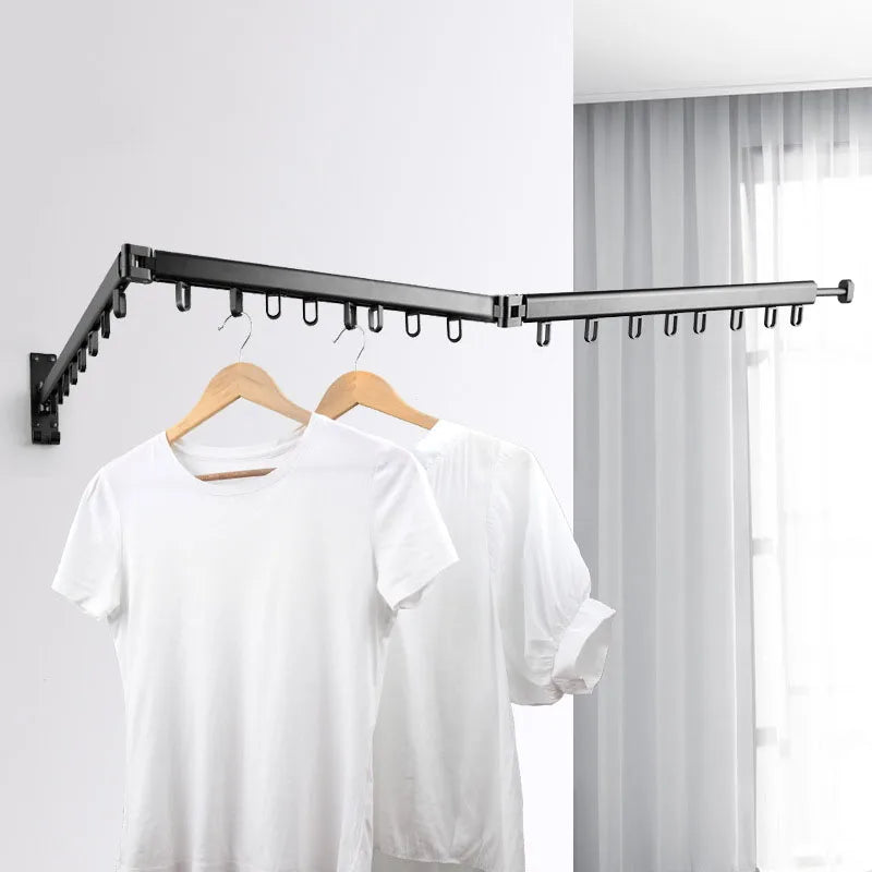 Afralia™ Aluminum Clothing Hanger Organizer Rack Black Foldable Laundry Drying Rack