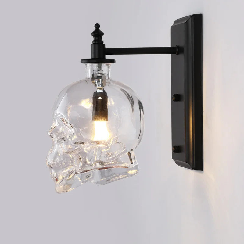 Afralia™ Retro Skull Bones Wall Lamps Clear Glass Bottle Industrial Light Fixtures