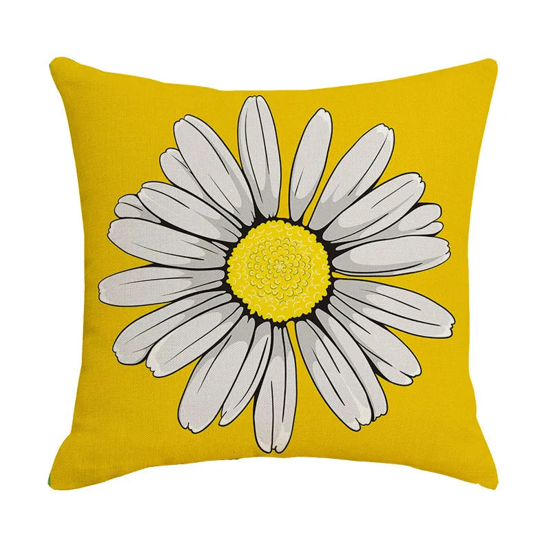 NordicYellow Daisy Stripes Geometric Cushion Cover for Sofa Car Home - Afralia™