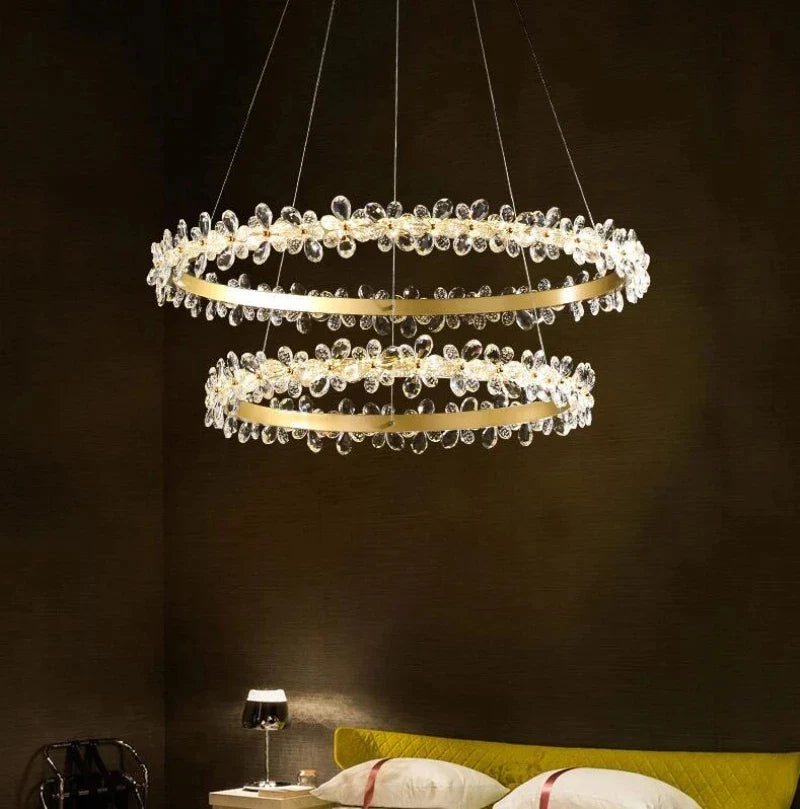 Afralia™ Crystal LED Chandelier: Luxury Lighting for Living, Dining, Kitchen - Elegant Iron & Aluminum Design