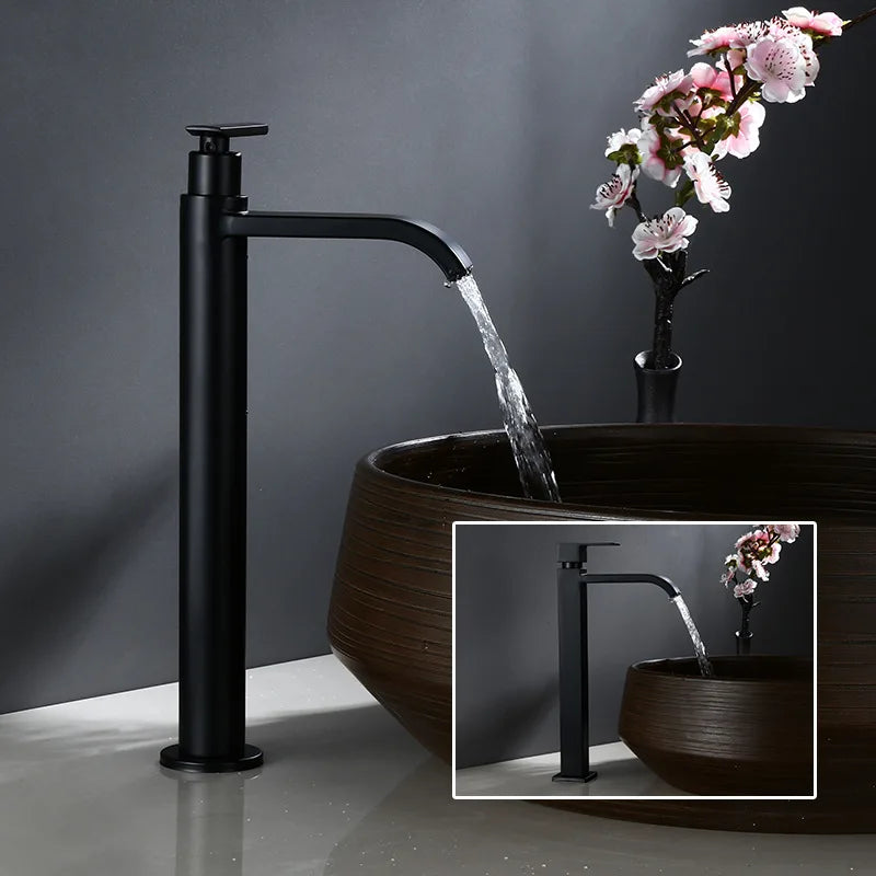 Afralia™ Stainless Steel Cold Water Basin Faucet - Black Bathroom Sink Tap