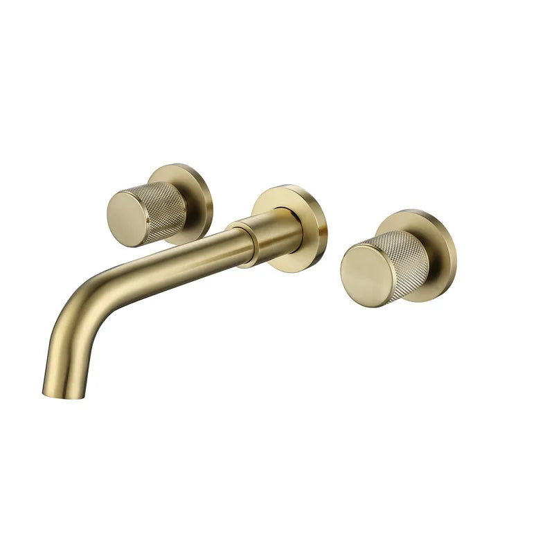 Afralia™ Brushed Gold Basin Faucet: Single Handle Wall Mount Brass Mixer Tap, Cold/Hot Water