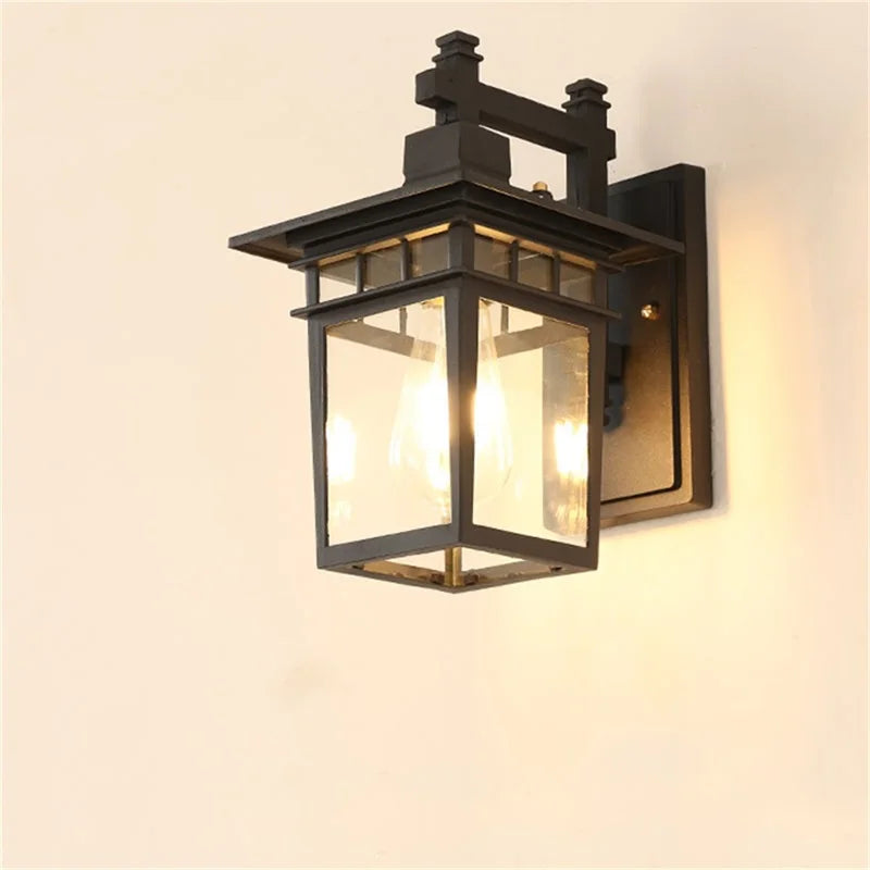 Afralia™ Vintage Outdoor Wall Lamp LED Sconces, Waterproof Black Light for Home Aisle
