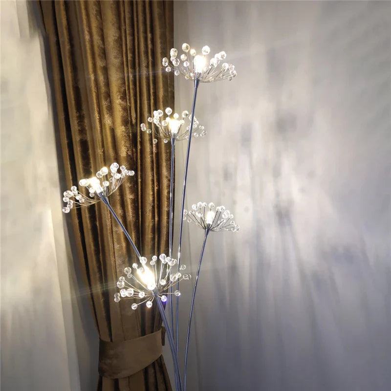 Afralia™ Nordic Dandelion LED Crystal Floor Lamp for Stylish Home Lighting