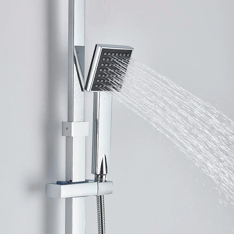 Afralia™ Chrome Bathroom Rainfall Shower Faucet Wall Mounted Mixer Tap Kit