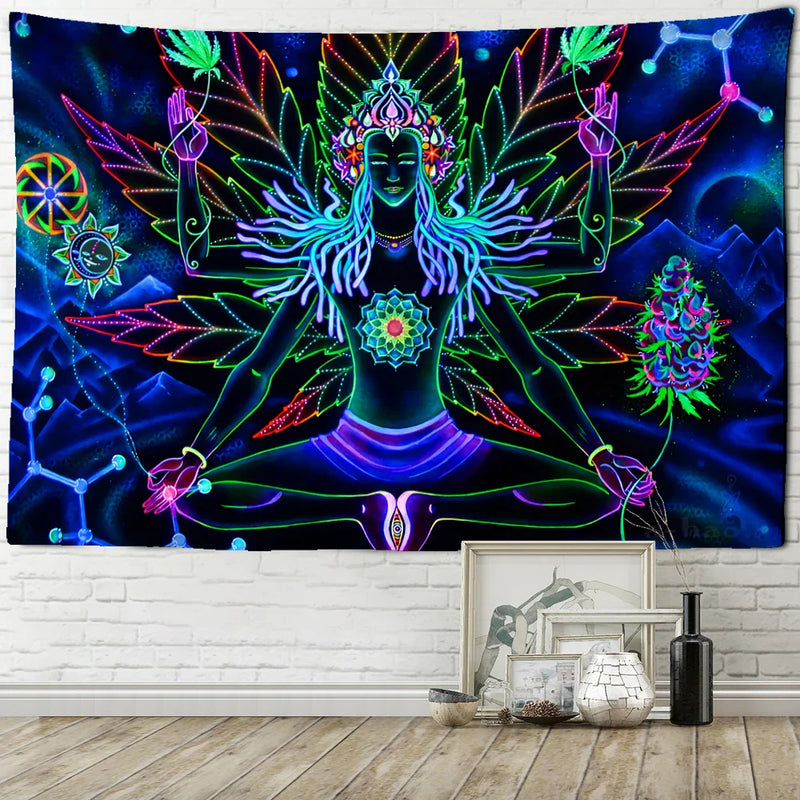 Afralia™ Seven Chakra Meditator Tapestry Wall Hanging for Boho Decor